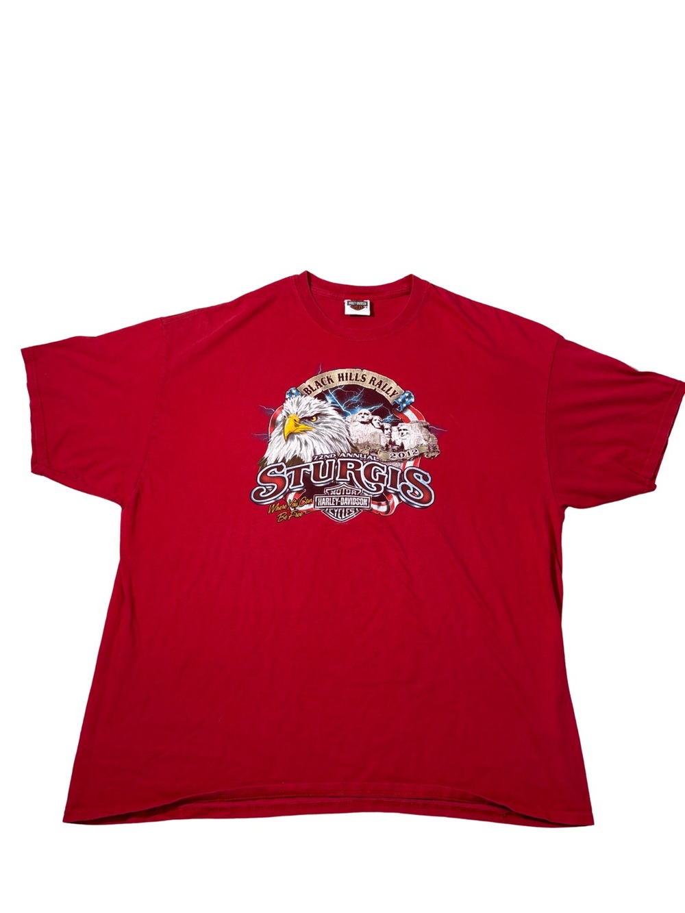 Harley-Davidson Black Hills Rally Sturgis 2012 Red Graphic T-Shirt Mens 2XL